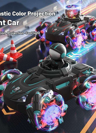 Stunt Remote Control Car with 2.4g Magic Projection - Colourful - Black Blue