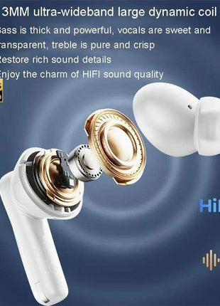 Wireless Dual Noise-cancelling Bluetooth Earphones for Music and Calls - Ivory White