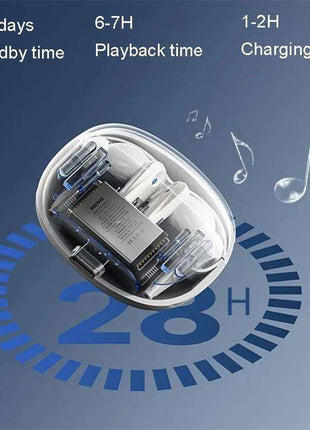 Wireless Dual Noise-cancelling Bluetooth Earphones for Music and Calls - Ivory White