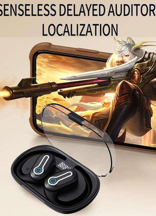 Wireless Stereo Earphones with Charging Case - Hanging Ear Design - Black