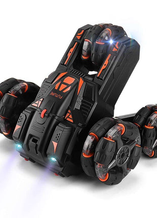 360-degree Swing Arm Rc Car with 5 Wheels - Multifunctional 2.4g - Black