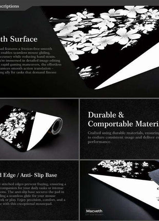 Cherry Blossom Ink Painting Mouse Pad Non Slip - Pattern 1 - 300X700X2Mm