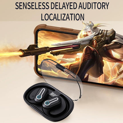 Wireless Stereo Earphones with Charging Case - Hanging Ear Design - White