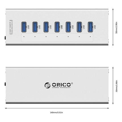 7-Port Aluminum Usb 3.0 Hub For Laptops - Black
