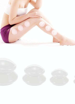 4-Piece Silicone Cupping Therapy Set For Body Massage - White