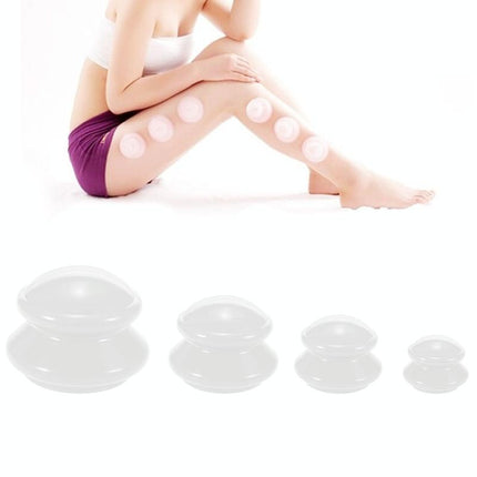4-Piece Silicone Cupping Therapy Set For Body Massage - White