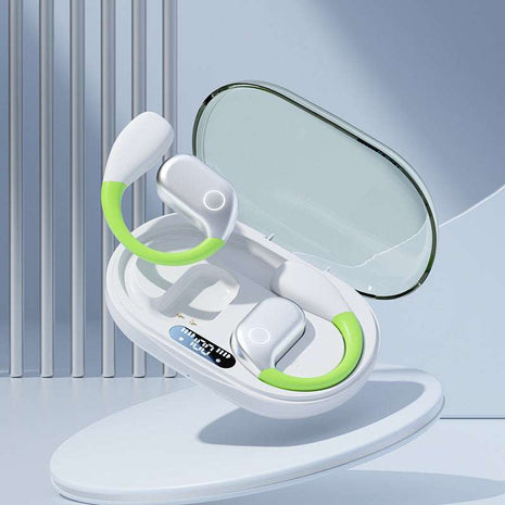 White M82 Transparent OWS Wireless Bluetooth Earphones - Clear Sound, Comfortable Over-Ear Fit