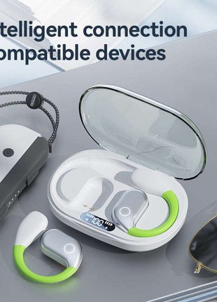 White M82 Transparent OWS Wireless Bluetooth Earphones - Clear Sound, Comfortable Over-Ear Fit