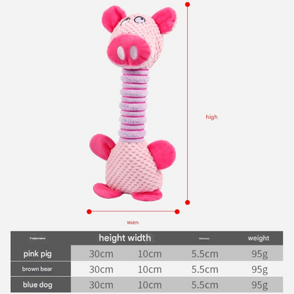 2-Piece Brown Long Neck Plush Dog Toy - Interactive Chew & Cuddle Toy for Puppies