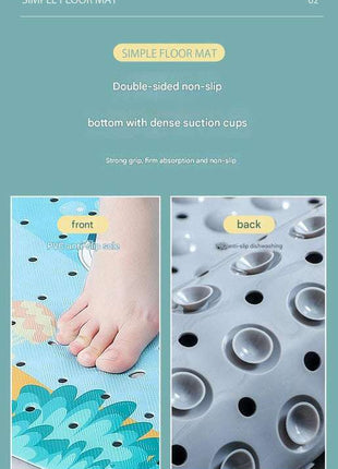 Non-Slip PVC Bath & Shower Mat with Suction Cups and Drainage Holes - Cartoon Ocean Theme(Blonde Mermaid)