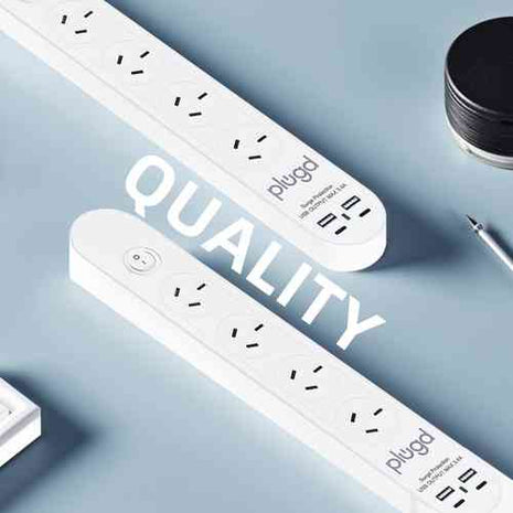 Plugd 2 USB A + 2 USB C 240V 10A Powerboard with Surge Protection