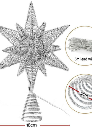 Jingle Jollys 3D Christmas Tree Topper Star LED Decorations Xmas Party Timer