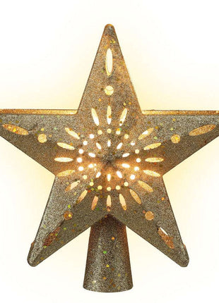 Jingle Jollys Christmas Tree Topper Star Snowflake Projector Party Glitter Gold