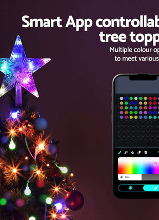 Jingle Jollys Christmas Tree Topper Star RGB LED Xmas Decor 80 Modes APP Control