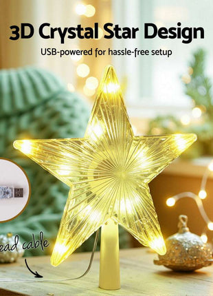 Jingle Jollys Christmas Tree Topper Star RGB LED Xmas Decor 80 Modes APP Control