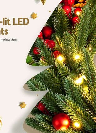 Jingle Jollys Christmas Wreath 60CM LED Garland Berries Pine Cones Party Decor