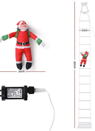 Jingle Jollys 3.5M Christmas Lights 300 LED Ladder Light with Santa Claus Decor