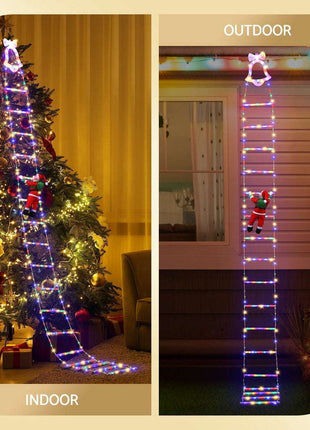 Jingle Jollys 3.5M Christmas Lights 300 LED Ladder Light with Santa Claus Decor