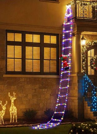 Jingle Jollys 3.5M Christmas Lights 300 LED Ladder Light with Santa Claus Decor