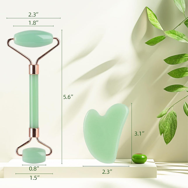 Revitalize Your Skin: 2-Piece Gua Sha & Jade Roller Set for Radiant Face Sculpting and Puffiness Relief