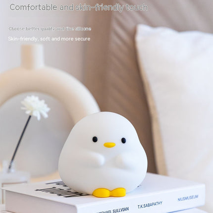 Cute Duck LED Night Lamp Cartoon Silicone USB Rechargeable Sleeping Light Touch Sensor Timing Bedroom Bedside Lamp for Kid Gift Home Decor