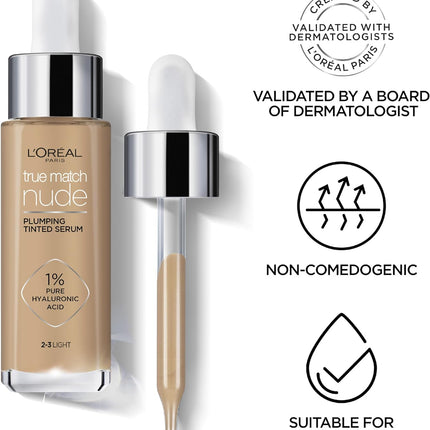 L’Oréal Paris True Match Nude Plumping Tinted Serum - Tan Deep 7-8 for a Flawless Glow