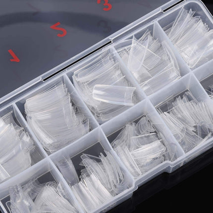 1000PCS French Nail Tips - Acrylic Flake Half Cover Artificial False Nails for DIY Nail Art (Natural/Clear)