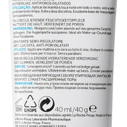 La Roche-Posay Effaclar Mat Anti-Acne Moisturiser – Shine Control & Pore Minimizer, 40ml