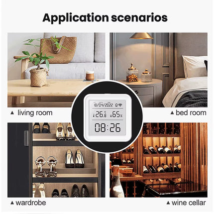 Tuya Smart WiFi Temperature and Humidity Sensor with Backlight, Compatible with Alexa and Google Assistant