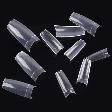 1000PCS French Nail Tips - Acrylic Flake Half Cover Artificial False Nails for DIY Nail Art (Natural/Clear)