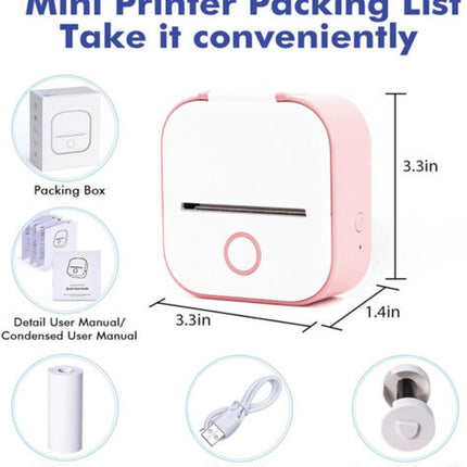Mini Pocket Thermal Printer Bluetooth Wireless Photo Notes Inkless Sticker Paper