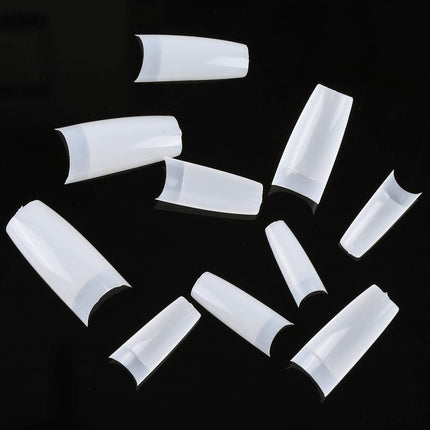 1000PCS French Nail Tips - Acrylic Flake Half Cover Artificial False Nails for DIY Nail Art (Natural/Clear)