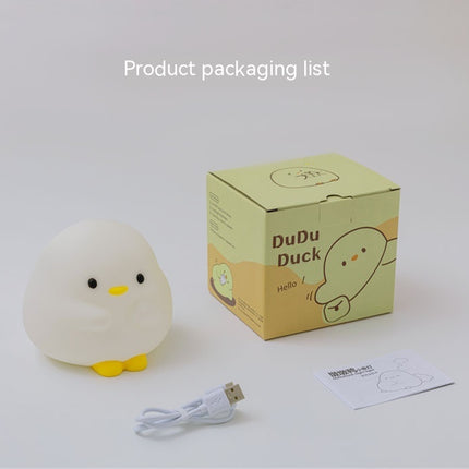 Cute Duck LED Night Lamp Cartoon Silicone USB Rechargeable Sleeping Light Touch Sensor Timing Bedroom Bedside Lamp for Kid Gift Home Decor