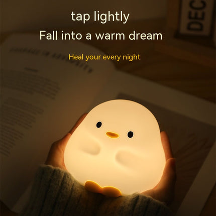 Cute Duck LED Night Lamp Cartoon Silicone USB Rechargeable Sleeping Light Touch Sensor Timing Bedroom Bedside Lamp for Kid Gift Home Decor