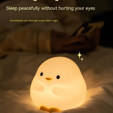 Cute Duck LED Night Lamp Cartoon Silicone USB Rechargeable Sleeping Light Touch Sensor Timing Bedroom Bedside Lamp for Kid Gift Home Decor