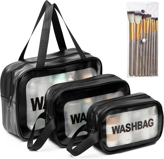 Versatile 3-Pack Waterproof Cosmetic and Toiletry Bags - Clear Travel Organizers in 3 Sizes