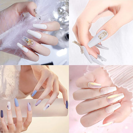 1000PCS French Nail Tips - Acrylic Flake Half Cover Artificial False Nails for DIY Nail Art (Natural/Clear)
