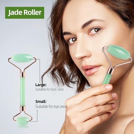 Revitalize Your Skin: 2-Piece Gua Sha & Jade Roller Set for Radiant Face Sculpting and Puffiness Relief